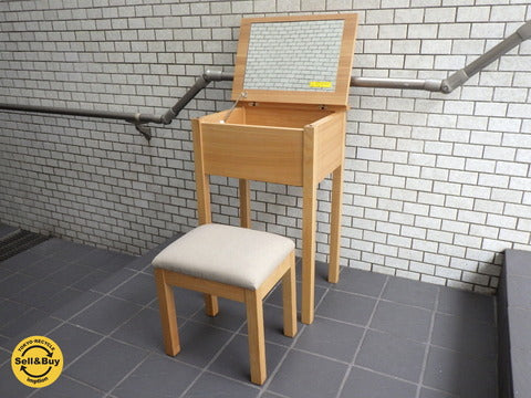展示品 無印良品 MUJI コンパクト ドレッサー デスク スツール付 タモ ナチュラル 化粧台 ～ ナチュラルで使いやすい、そして、多彩な使い方ができる化粧台【買取と販売とレンタルのお店】