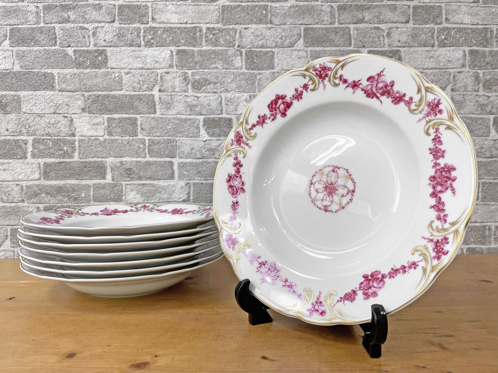 ロワイヤルリモージュ ROYALE LIMOGES ルイ15世 Louis XV 23cm スーププレート ピンクローズ フォンテーヌブロー宮殿 箱付き 8枚セット フランス 美品 中古品 買い取りしました。