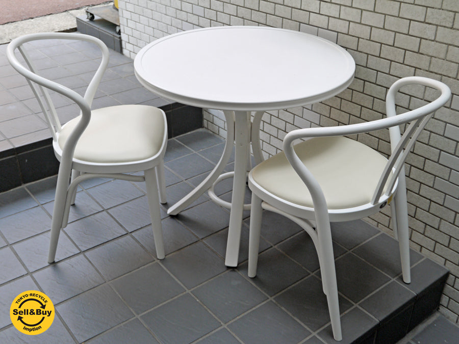 秋田木工 akimoku ダイニングテーブル 丸天板 曲木 T-130 ＆ ダイニングアームチェア No.503 ホワイト IDC大塚家具取扱 　中古品 買い取りしました。