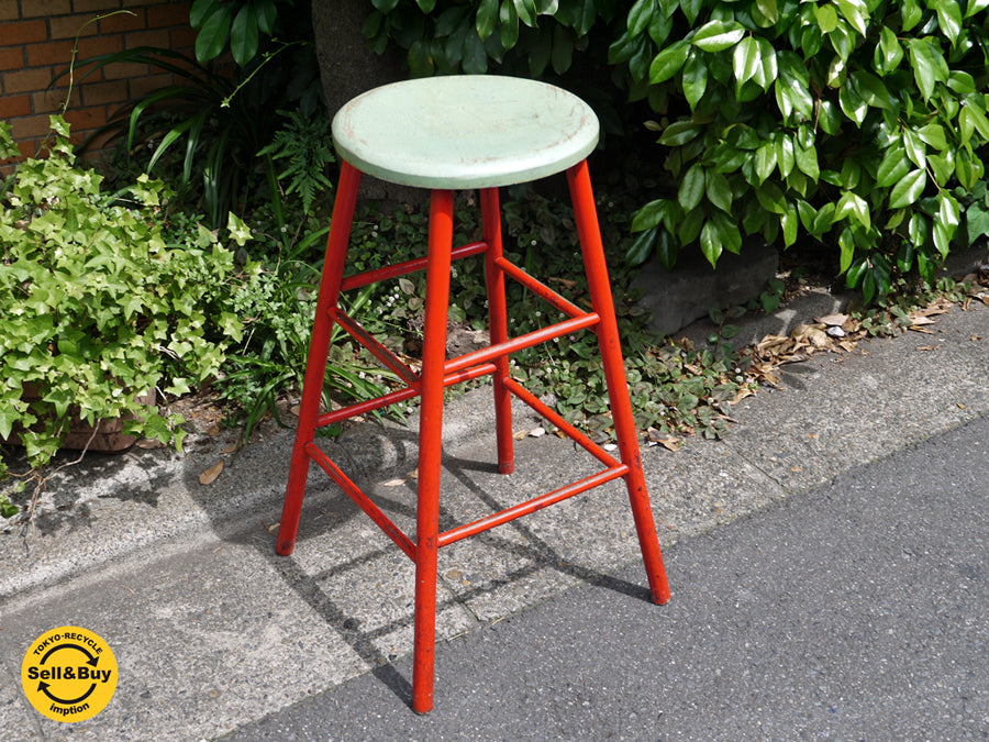 ビンテージ vintage ペインテッド 木製ハイスツール 花台 シャビーシック 　中古品 買い取りしました。