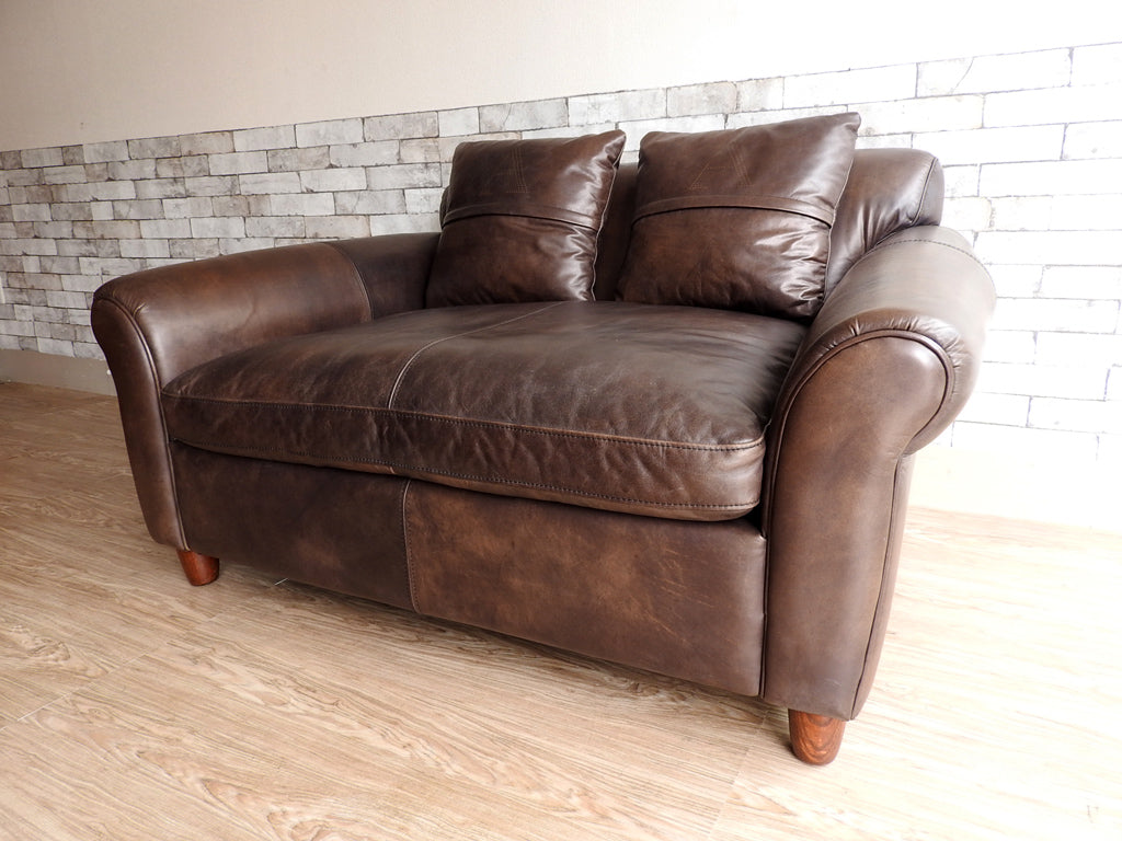 ハロ HALO ギル Gil 1.5P ソファ 総本革張り ダークブラウン クッション2個付き アスプルンド 取扱 ASPLUND 英国 UK イギリス 定価23.1万円 中古品  買い取りしました。