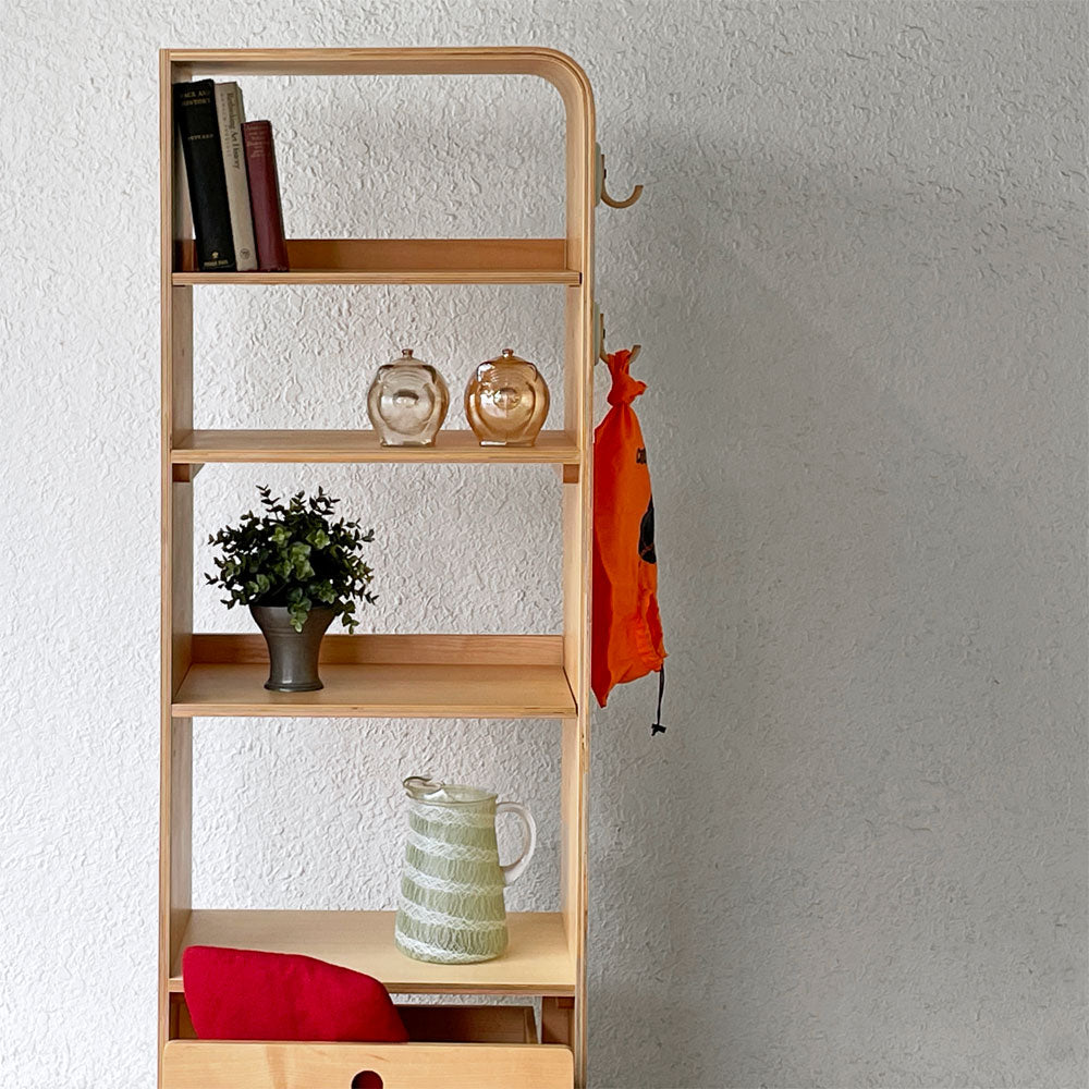 アクタス ACTUS ヴァリオ VARIO ブックシェルフ 角丸 サイドフック2個 メープル プライウッド 曲げ木 ナチュラルモダン ～子供から大人まで使えるスマートデザイン～