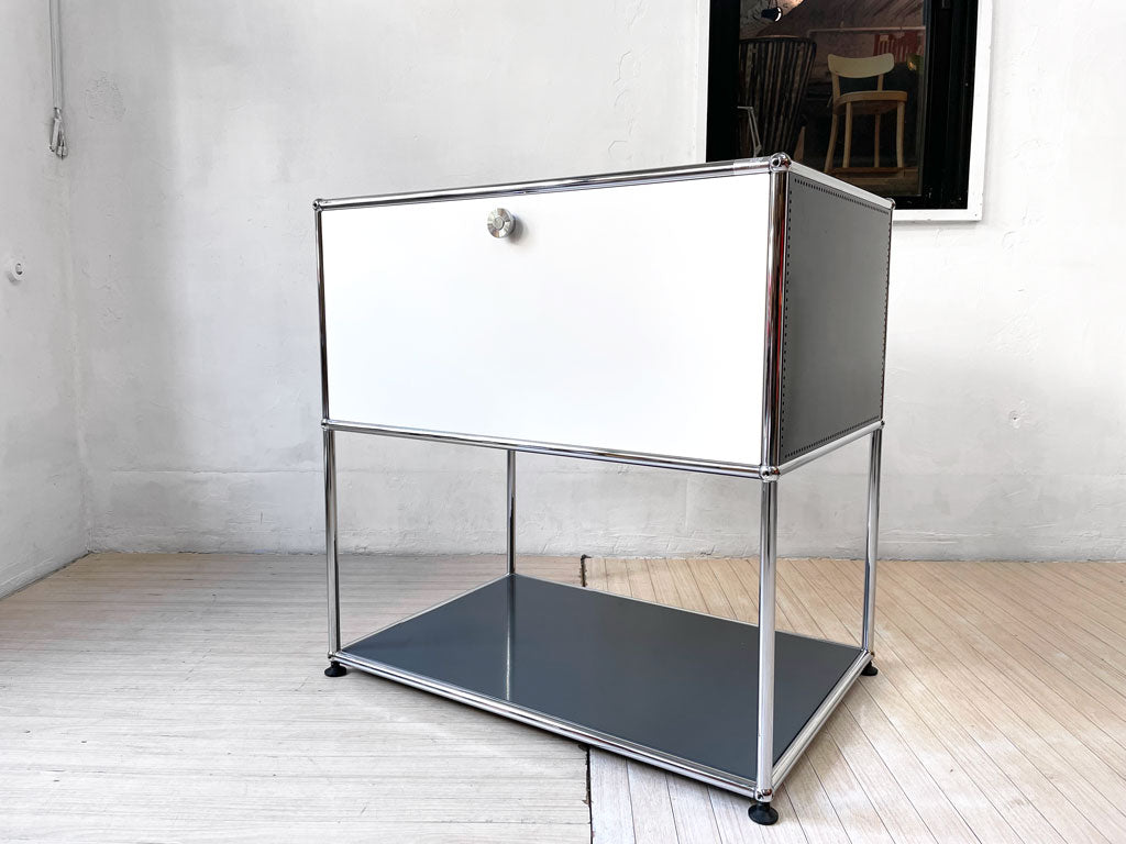 ユーエスエムハラー USMハラー USM Haller モジュラーファニチャー キャビネット オープンシェルフ 1列2段 ドロップダウンドア ホワイト×アントラサイト 中古品 買い取りしました。