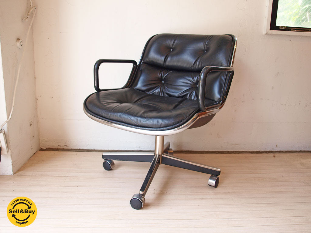 ノール Knoll ポロックチェア 本革 ブラック 4本脚 エグゼクティブチェア ビンテージ  中古品 買い取りしました。下北沢店 出張買取もお任せ下さい。