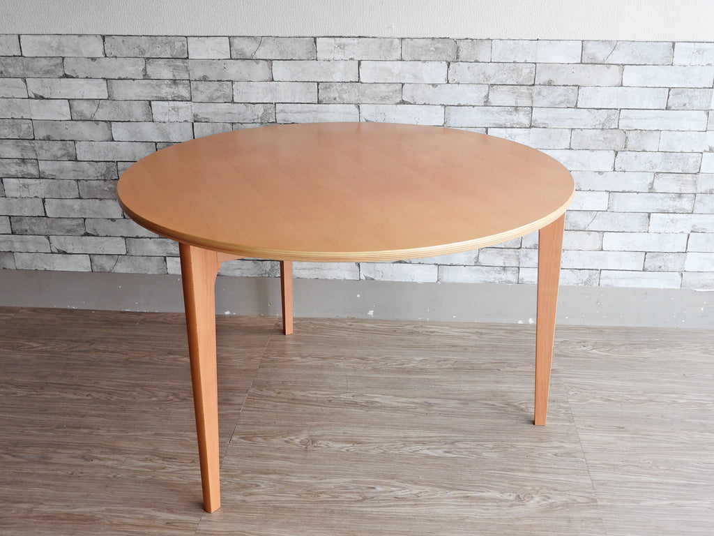 イデー IDEE ダイニングテーブル DC ナチュラル DINING TABLE DC Natural ラウンド ブナ材 天板 3本脚 長大作 定価:151,800円  中古品  買い取りしました。