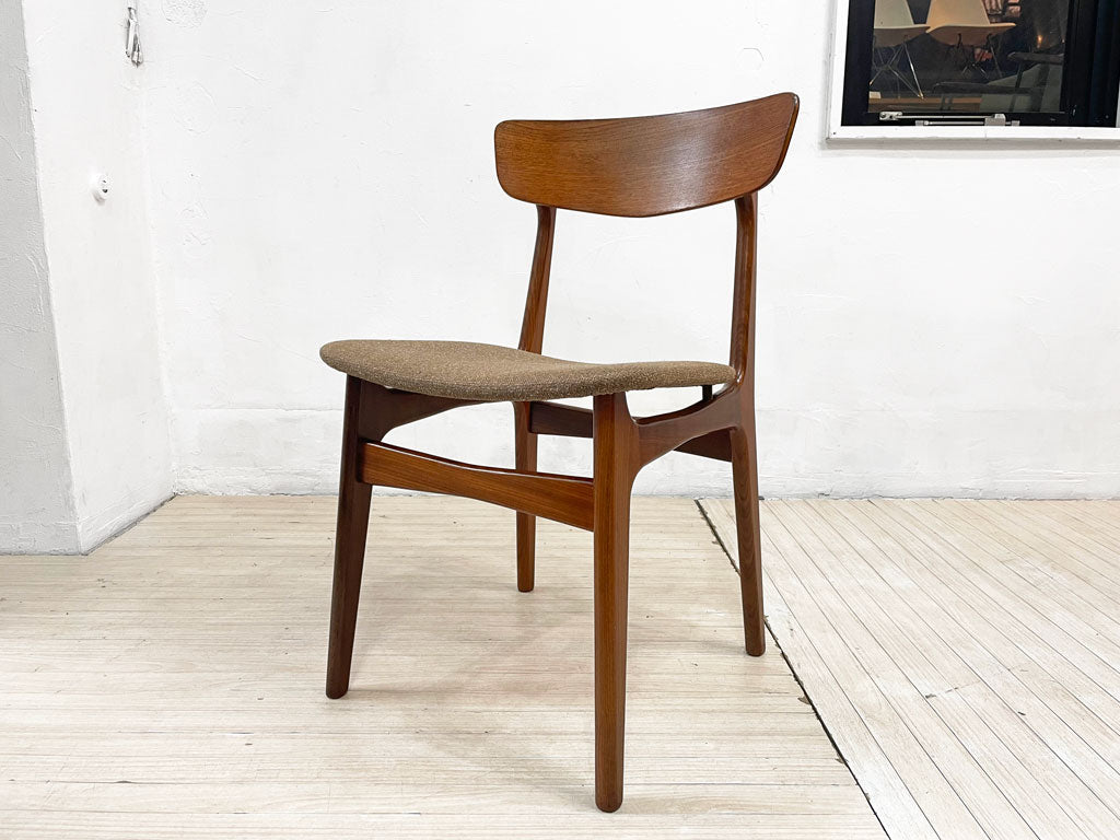 デンマーク ビンテージ Danish Vintage ダイニングチェア チーク材 schionning & elgaard ファブリック ライトブラウン 北欧 中古品 買い取りしました。