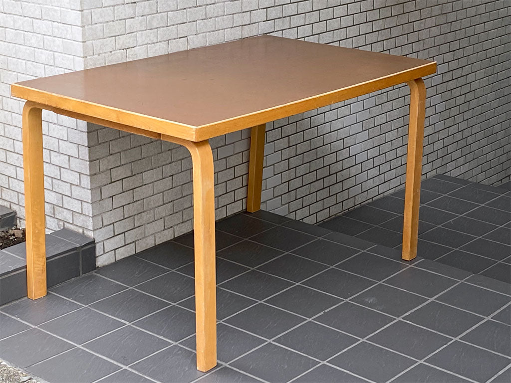 アルテック artek ビンテージ テーブル リノリウム天板 ブラウン バーチ材 アルヴァ・アアルト 北欧家具 フィンランド 中古品 買い取りしました。
