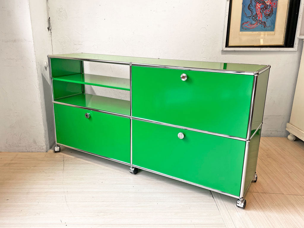 ユーエスエムハラー USM Haller モジュラーファニチャー サイドボード キャビネット ドロップダウンドア USMグリーン 2列2段 中古品 買い取りしました。
