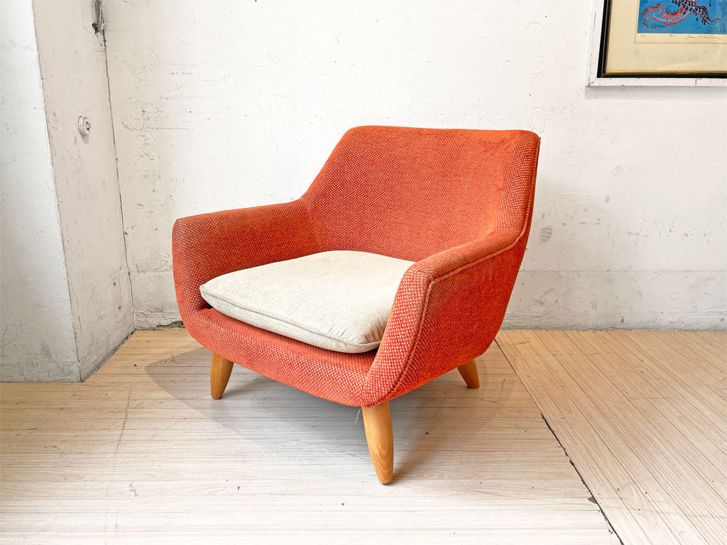 フライミーパーラー FLYMEe Parlor 一人掛けソファ n262 シングルソファ オレンジ ×アイボリー 千鳥柄 カバーリングシート 中古品 買い取りしました。