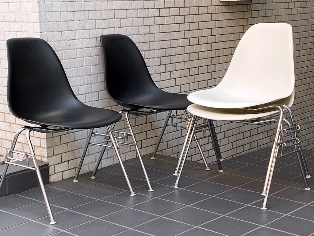 ハーマンミラー HermanMiller サイドシェルチェア スタッキングベース ホワイト ブラック ポリプロピレン製 イームズ ミッドセンチュリー 中古品 買い取りしました。
