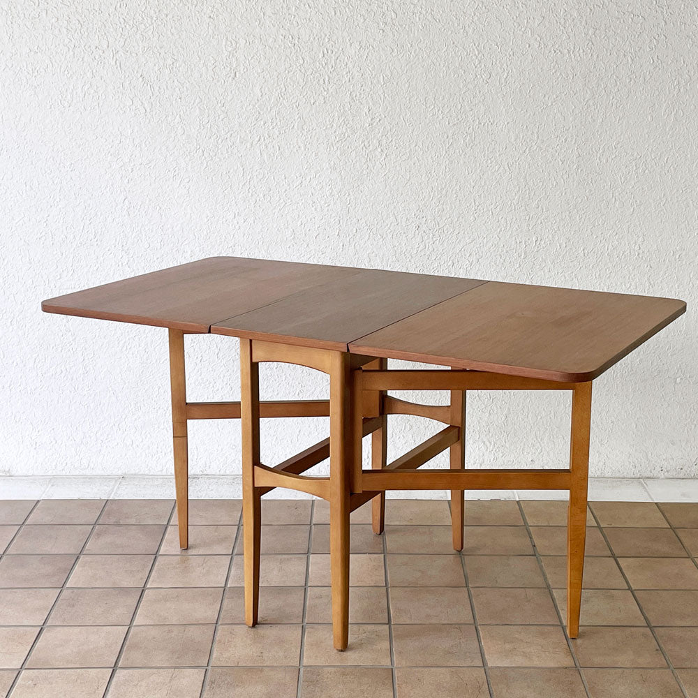  【用賀店】UKビンテージ Vintage ドロップリーフテーブル バタフライテーブル ダイニングテーブル ゲートレッグ チーク×ビーチ材 W34-84.5-135cm 英国家具 買取させていただきました。