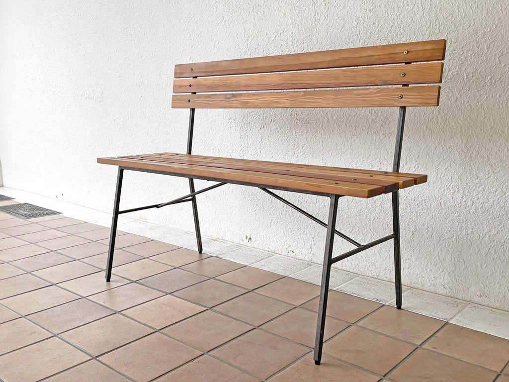 アデペシュ a.depeche モダージュ modage ハイバック ベンチ 幅114cm パイン材 スチール インダストリアル ビンテージスタイル 定価35,200円 中古品 買い取りしました。