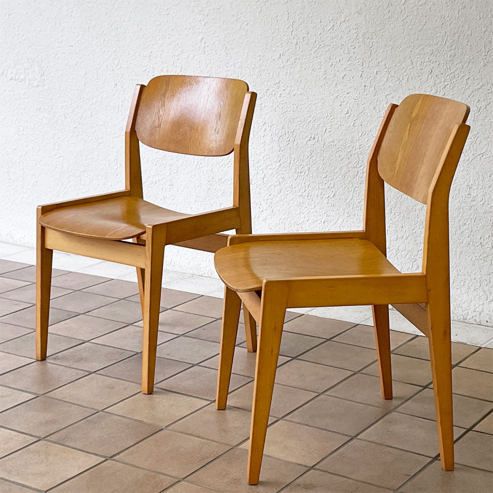  【用賀店】天童木工 TENDO ブックチェア ダイニングチェア 図書館椅子 オーク×ビーチ材 水之江忠臣 ジャパンビンテージ ミッドセンチュリー A＆B 計2脚 買取させていただきました。