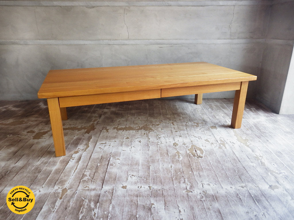 無印良品 MUJI 木製 ローテーブル センターテーブル 引出付 w120cm タモ材 無垢材 シンプルデザイン　中古品 買い取りしました。学芸大学店 出張買取もお任せ下さい。