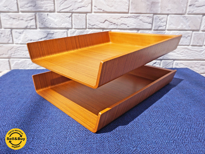 ミッドセンチュリーモダン Mid-century modern チーク材 プライウッド レタートレイ 2段 買い取りしました。祖師ヶ谷大蔵店 出張買取もお任せ下さい。