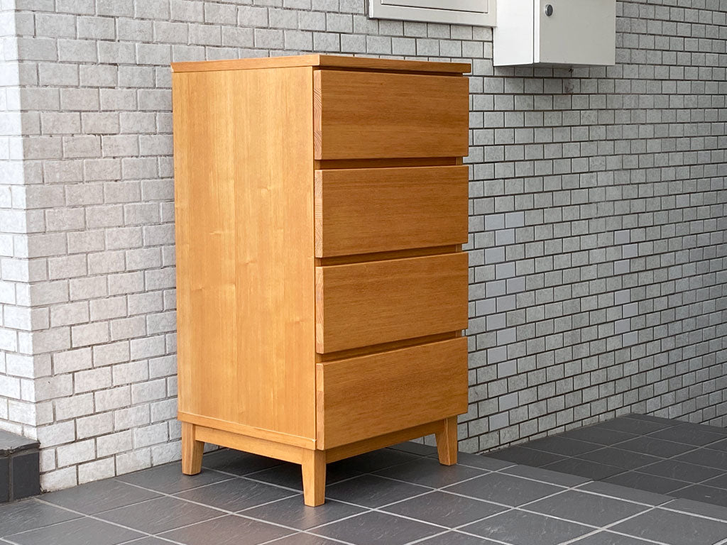 無印良品 MUJI スリムチェスト タモ材 無垢集成材 4段 W48cm ナチュラル シンプルモダン 廃番モデル 中古品 買い取りしました。