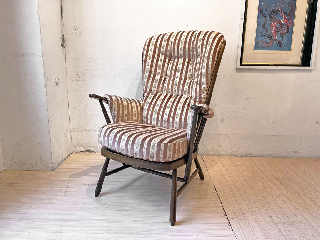 アーコール ERCOL エバーグリーン ハイバック イージーチェア ウィンザーチェア ビーチ材 UK ビンテージ 英国 定価297,000円 中古品 買い取りしました。