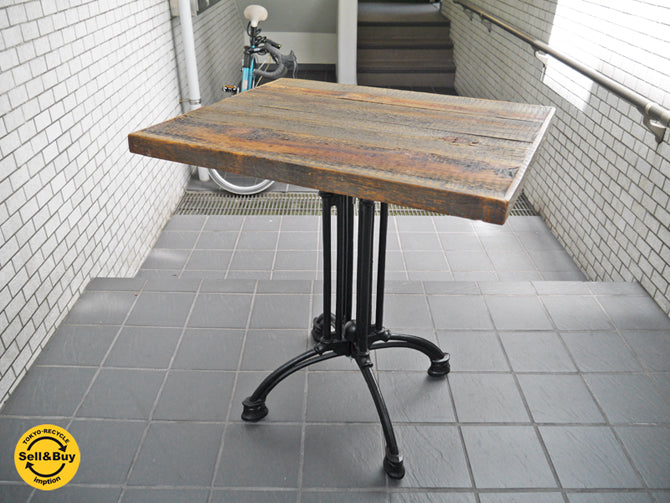 インダストリアル スタイル アイアン 古材 カフェテーブル C ■　中古品 買い取りしました！ 自由が丘店 出張買取もお任せください。