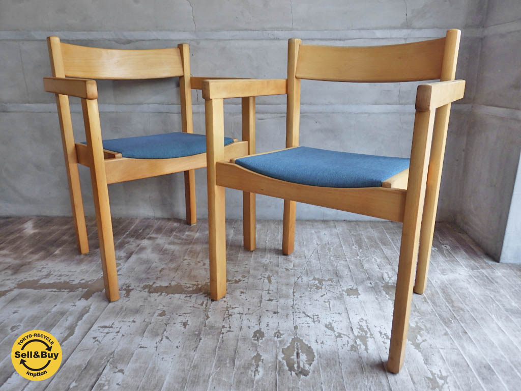 ゲタマ GETAMA ビンテージ アームチェア ビーチ材フレーム ハンス J. ウェグナー Hans J Wegner デザイン デンマーク 2脚　中古品 買い取りしました。学芸大学店 出張買取もお任せ下さい。