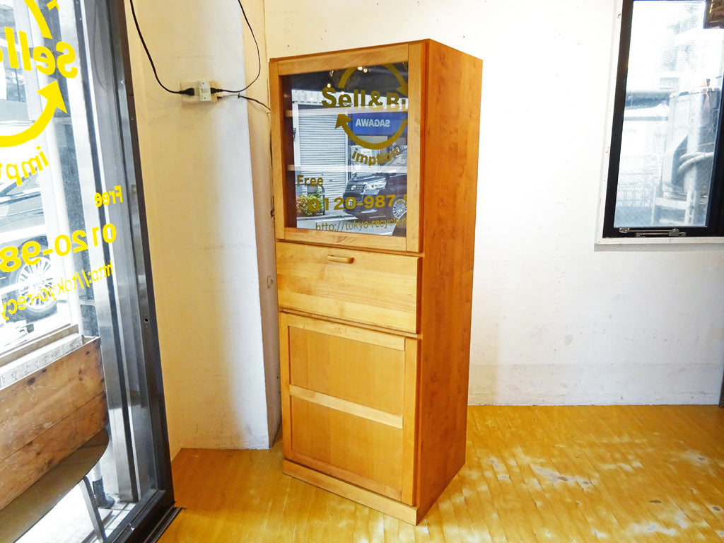 モモナチュラル momo natural ビボ VIBO スリム食器棚 カップボード キャビネット アルダー材 中古品 買い取りしました。