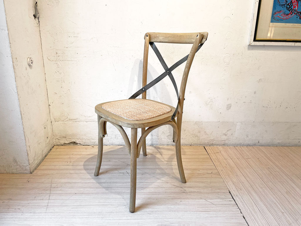フランフラン Francfranc クロスチェア ダイニングチェア クロスバックチェア オーク材 鋼材 籐 ラタン ベントウッド 曲木 工業系 カフェスタイル 中古品 買い取りしました。