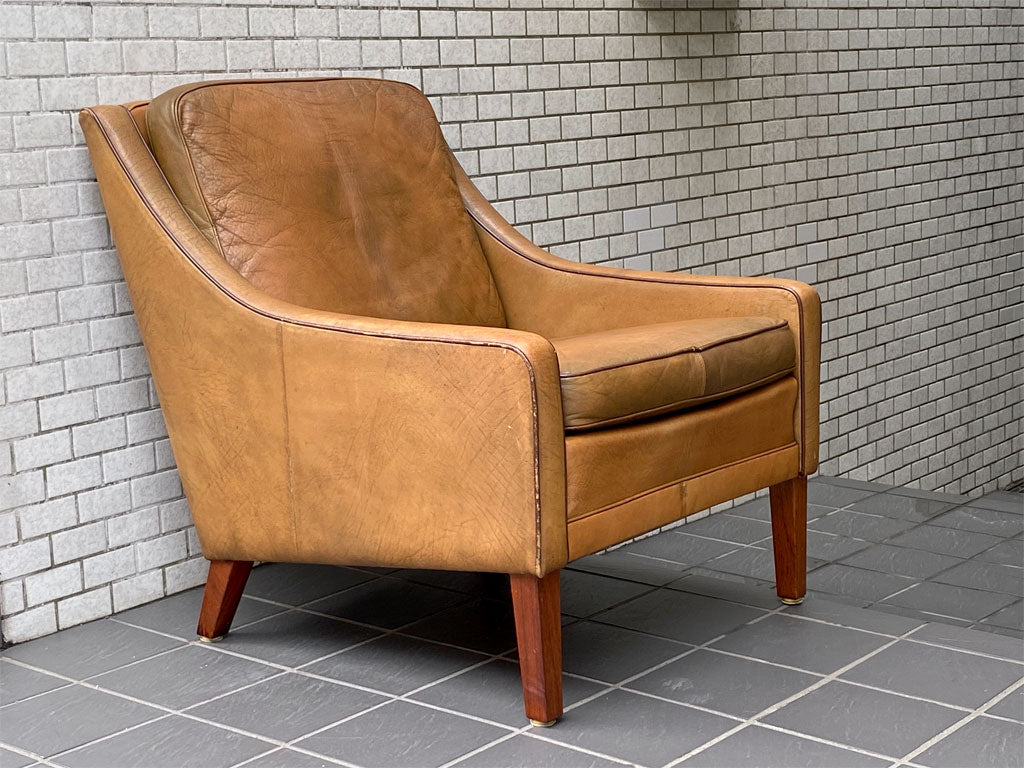 北欧ビンテージ Scandinavian Vintage ラウンジチェア 1Pソファ ブラウン レザー 本革 ローズウッド 北欧家具 60's 中古品 買い取りしました。