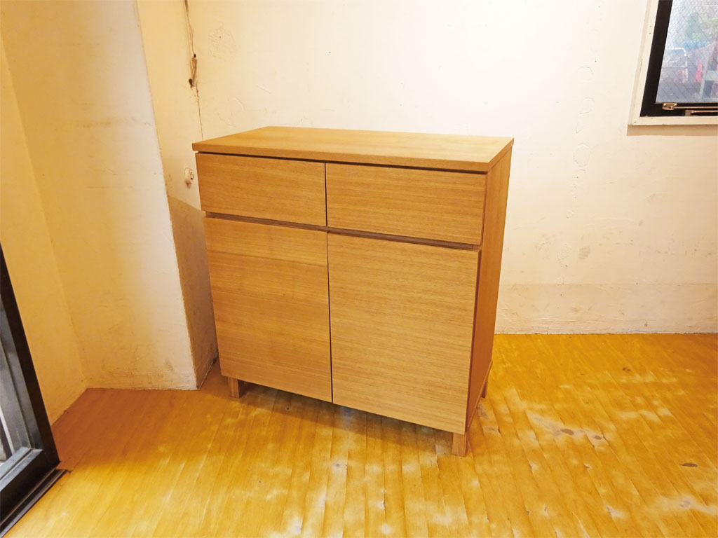 無印良品 MUJI 木製 サイドキャビネット タモ材 廃盤 収納家具 シンプル ナチュラル 北欧デザイン 中古品 買い取りしました。