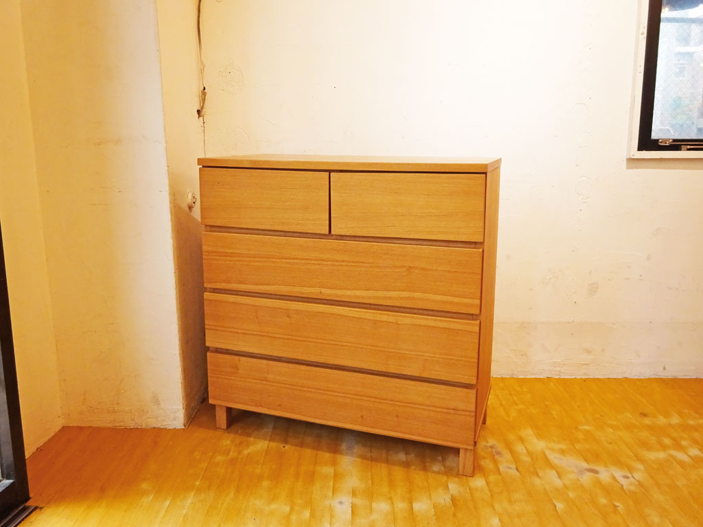 無印良品 MUJI 木製チェスト 4段 タモ材 フルオープン シンプルモダンデザイン シンプル ナチュラル 廃盤 中古品 買い取りしました。