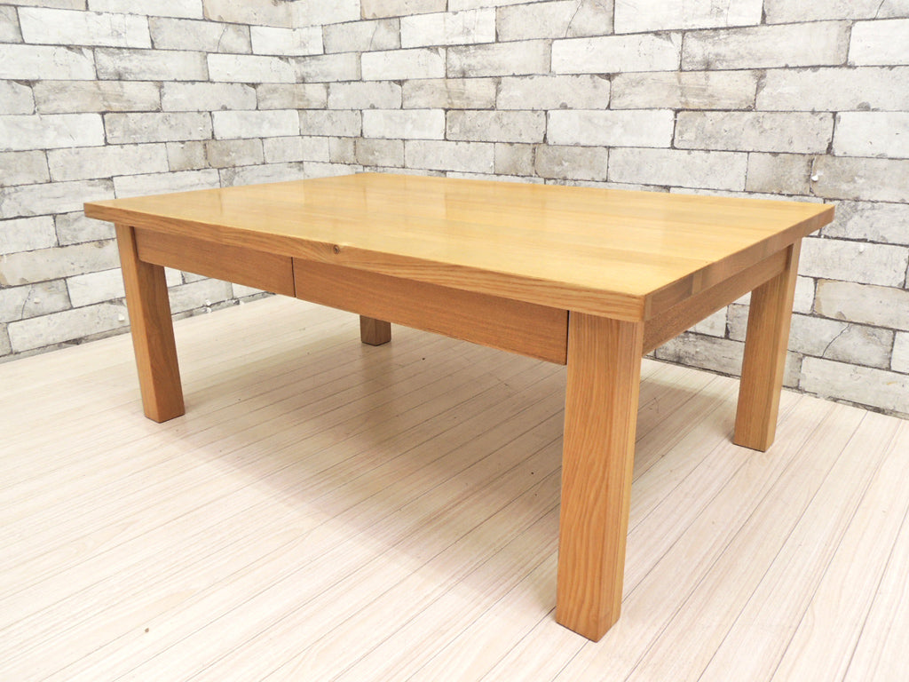 無印良品 MUJI ローテーブル センターテーブル タモ無垢集成材 W90 抽斗2杯 中古品 買い取りしました。