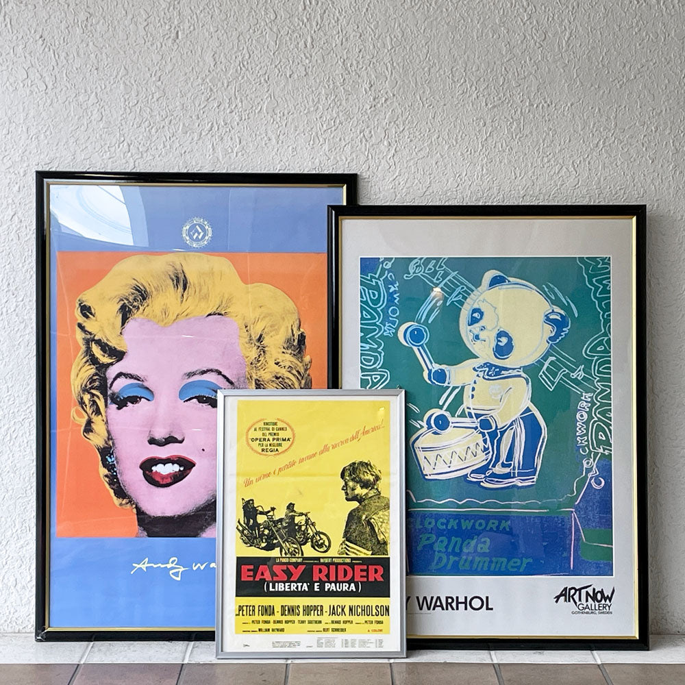  【用賀店】アンディウォーホル ANDY WARHOL リトグラフ ポップアートポスター 「 Shot Orange Marilyn 」 、トイ・ペインティング Toy Painting パンダドラマー Clockwork Panda Drummer ポスター、 イージーライダー ポスター イタリア版 デニス・ホッパー ピーター・フォンダ 額装品 買取させていただきました。