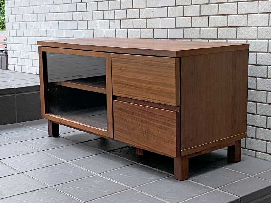 無印良品 MUJI ウォールナット材 AVボード ラック フラップ扉 引き出し w90cm 　中古品 買い取りしました。