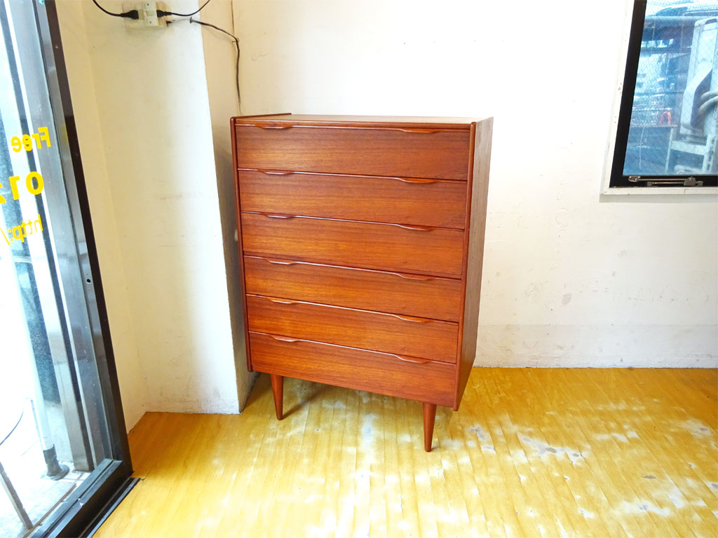 デンマーク ビンテージ Denmark Vintage チーク材 チェスト キャビネット 6ドロワー 北欧 収納家具 中古品 買い取りしました。