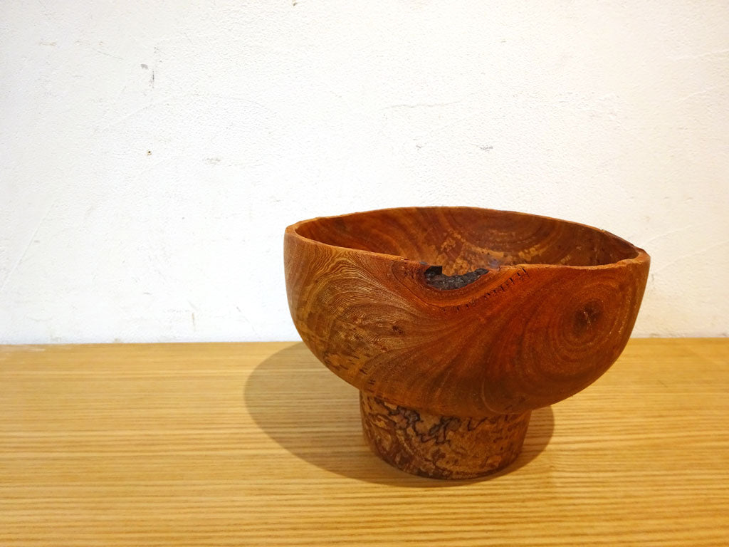 藤本健 木の器 大鉢 高台 ボウル ガジュマル 20.5cm 現代作家 木工家 木工旋盤 沖縄 中古品 買い取りしました。