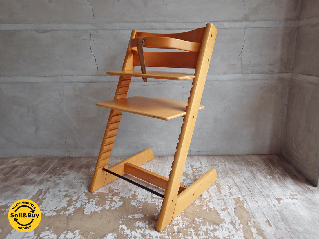 ストッケ STOKKE トリップトラップ チェア ナチュラル 旧型 木製ガード 革ベルト付  中古品 買い取りしました。