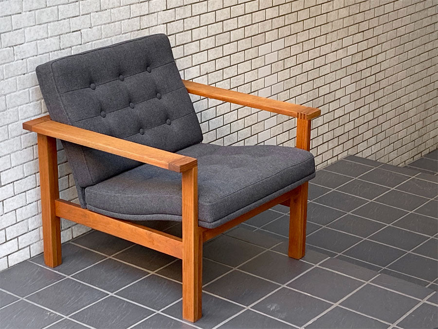 フランス＆サン France &amp; Søn モジュラインソファ Moduline Sofa ラウンジチェア 1Pソファ チーク材 グレーファブリック デンマーク ～美しい変形～