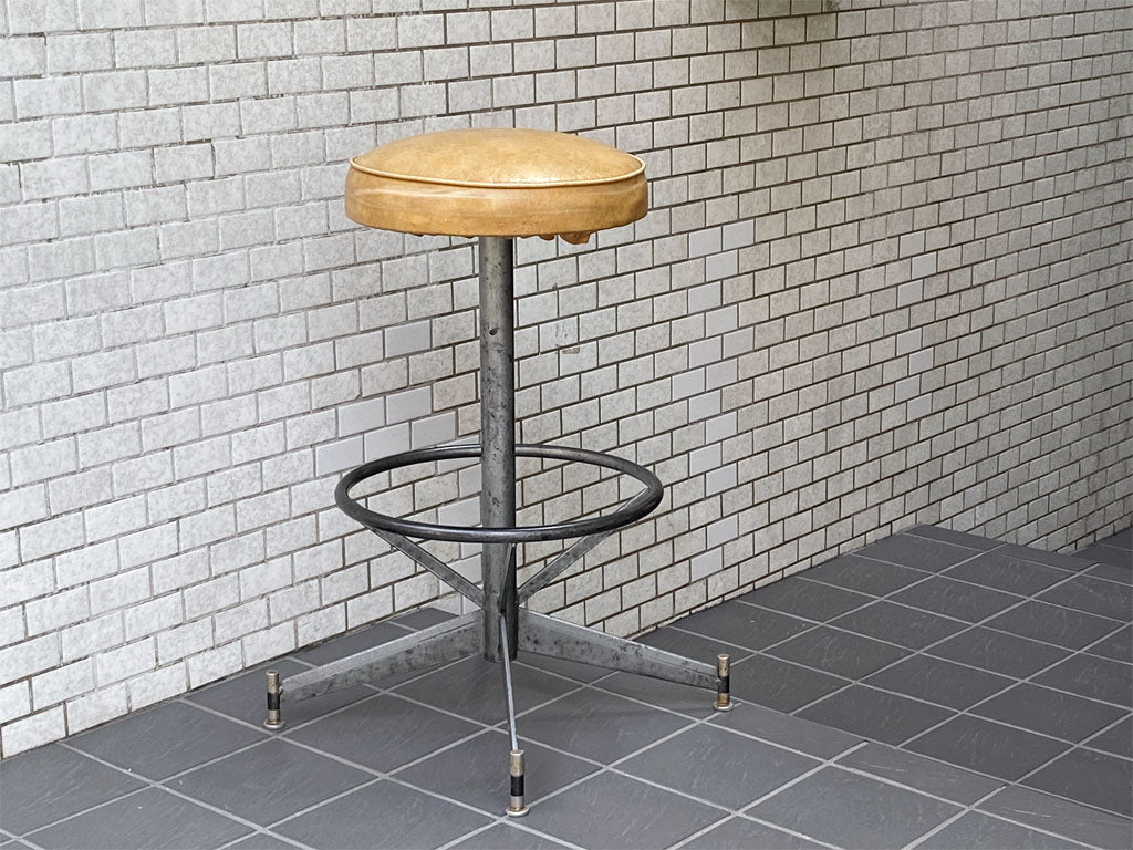 USビンテージ US Vintage ハイスツール カウンタースツール アイアン脚 レザー ミッドセンチュリー 中古品 買い取りしました。