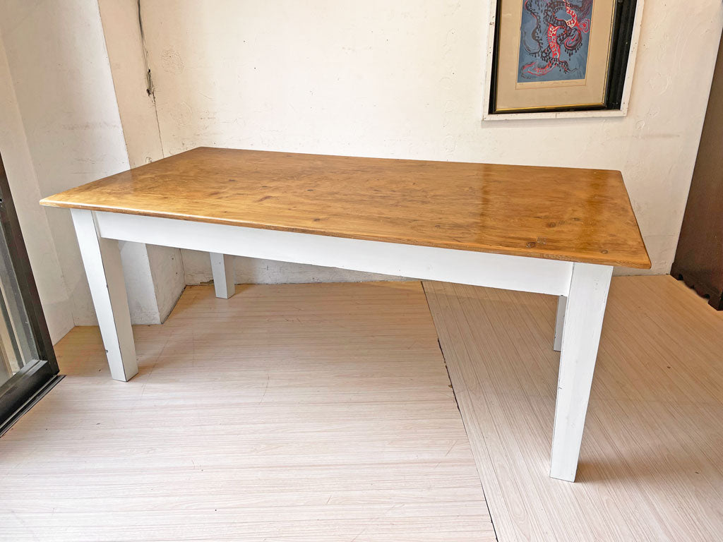 タロ talo オリジナル ペインテッド ダイニングテーブル パイン 古材 ホワイト W180cm シャビーシック 中古品 買い取りしました。