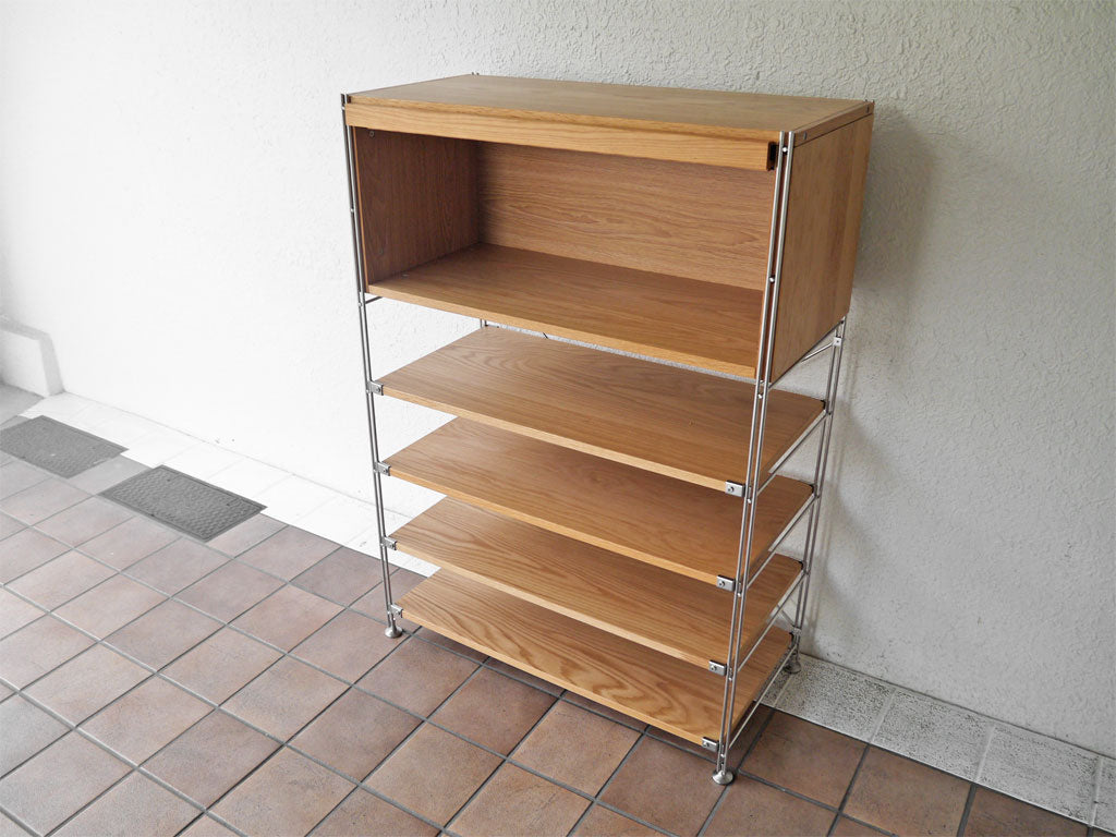 無印良品 MUJI ステンレス ユニットシェルフ 4段 基本セット・中 オーク材 ボックス フラップ扉 総額 ￥37,620-  中古品 買い取りしました。