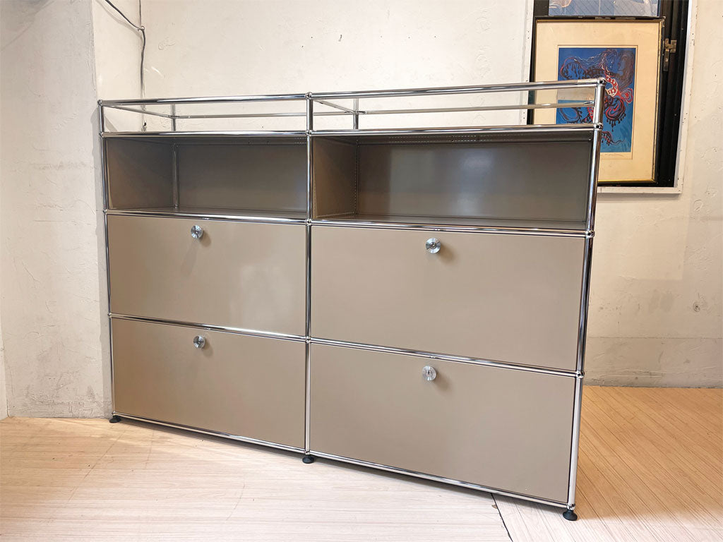 ユーエスエムハラー USM Haller モジュラー ハラーシステム 2×4 キャビネット サイドボード USMベージュ オープンシェルフ×2 ドロップダウンドア×2 ドロワー×2 スイス 鍵付き 中古品 買い取りしました。