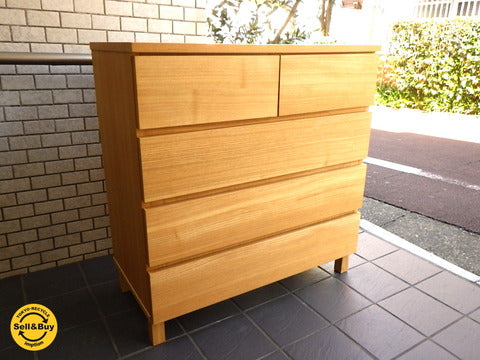 無印良品 MUJI タモ材 4段チェスト ナチュラル 幅80ｃｍ ～シンプルモダン 取り入れやすいデザイン【買取と販売とレンタルのお店】