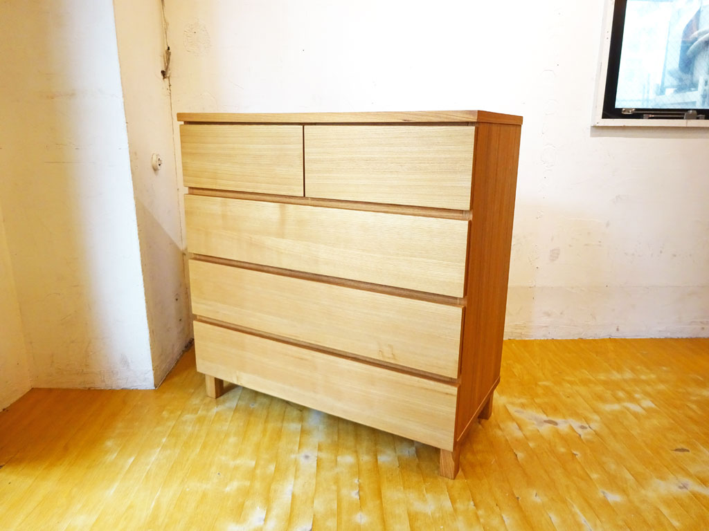 無印良品 MUJI 木製チェスト 4段 タモ材 フルオープン シンプルモダンデザイン シンプル ナチュラル 廃盤 中古品 買い取りしました。