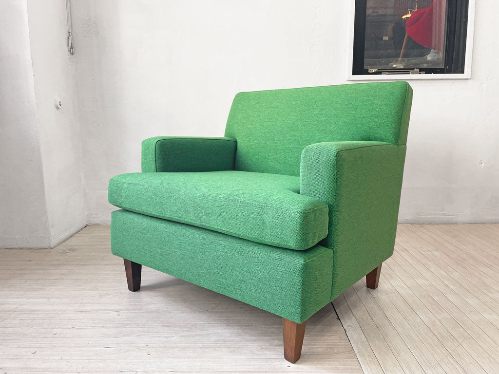 パシフィックファニチャーサービス P.F.S. スタンダード A ソファ STANDARD A SOFA アームチェア 1P 一人掛け ラウンジチェア グリーン系 ファブリック 張替済 中古品 買い取りしました。