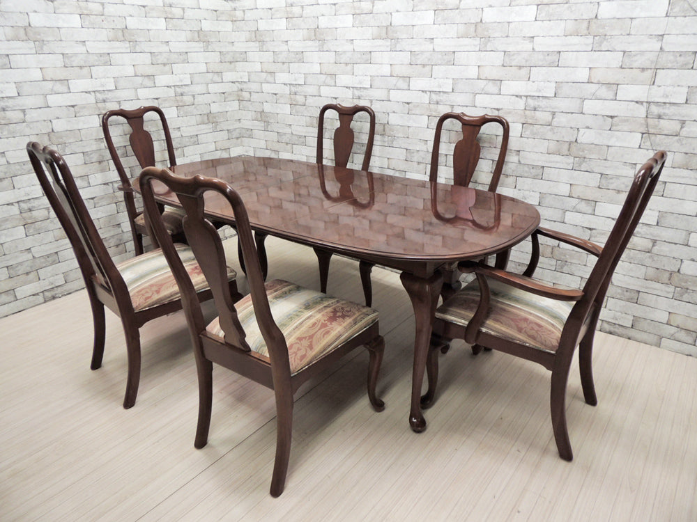 イーセンアーレン ETHAN ALLEN ダイニングチェア ×4 & アームチェア ×2 ＆ ダイニングテーブル 伸長式  中古品 買い取りしました。