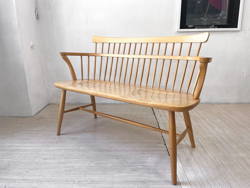 飛騨産業 HIDA キツツキ ウィンザー ダイニングベンチ アームベンチ ベンチチェア IS11W 無垢材 飛騨高山 中古品 買い取りしました。