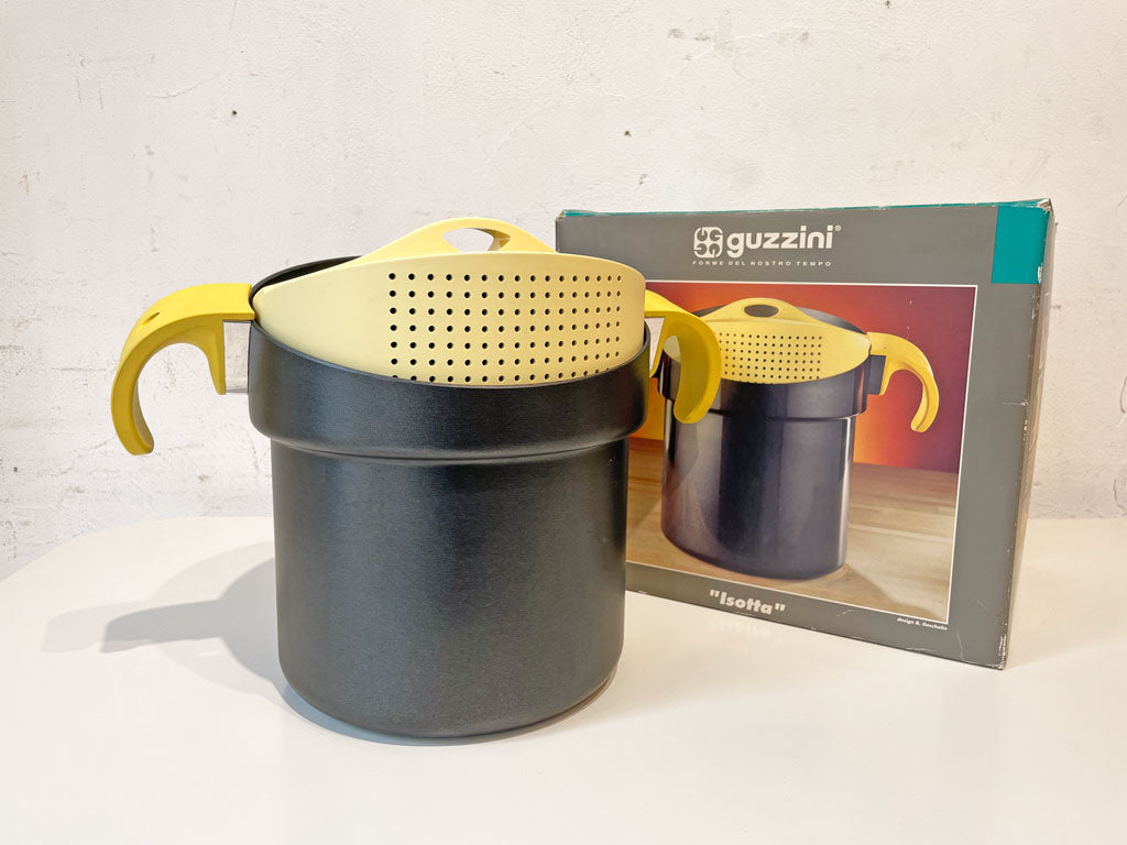 グッチーニ guzzini イゾッタ Isotta パスタ鍋兼用蒸し器 ブラック×イエロー イタリア製 未使用品 箱 説明書付き 中古品 買い取りしました。