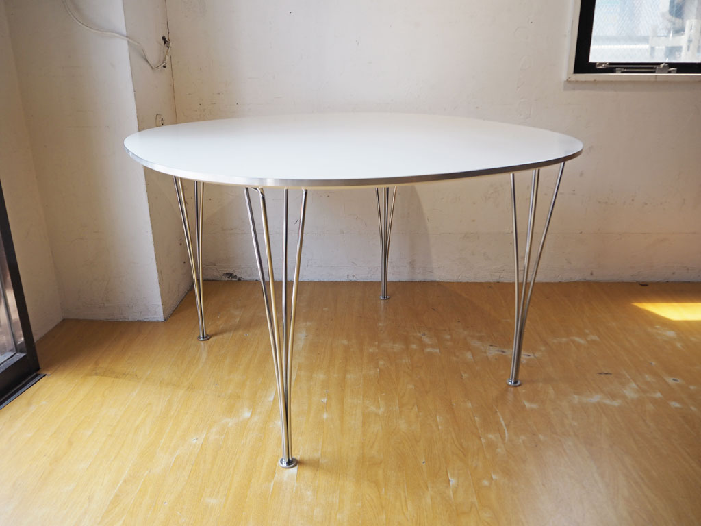フリッツハンセン Fritz Hansen Bテーブル スーパー円テーブル 白ラミネート アルミエッジ 廃盤サイズ デンマーク 90'sビンテージ 北欧モダン W115 中古品 買い取りしました。