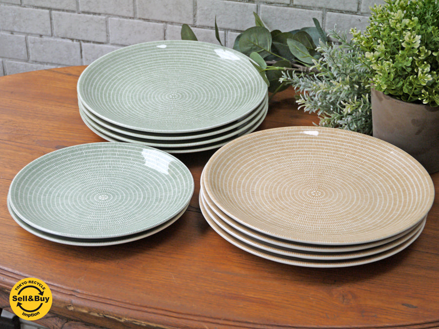 アラビア ARABIA 24H アベック Avec プレート 21cm & 26cm グリーン & ベージュ 計10枚 希少 北欧 フィンランド 　中古品 買い取りしました。