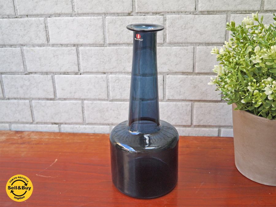 イッタラ iittala ベース ネイビー ティモ・サルパネヴァ 三角シール ビンテージ 　中古品 買い取りしました。