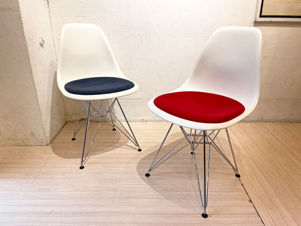 ヴィトラ vitra サイド シェルチェア ポリプロピレン製 シートパット付き ブルー レッド エッフェルベース C&R イームズ Eames ミッドセンチュリー 中古品 買い取りしました。