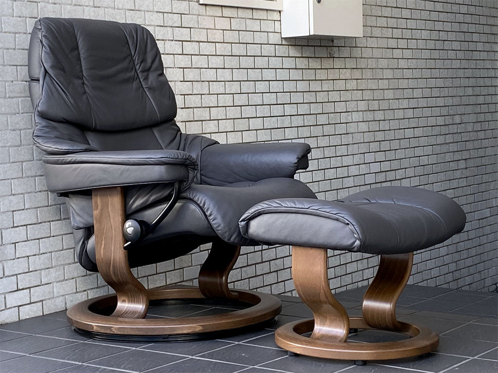 エコーネス EKORNES ストレスレスチェア Stressless レノ RENO Sサイズ リクライニングチェア オットマンセット 北欧 ノルウェー 中古品 買い取りしました。